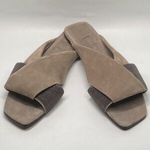 Brunello Cucinelli Monili-Embroidered Suede Slides size 41